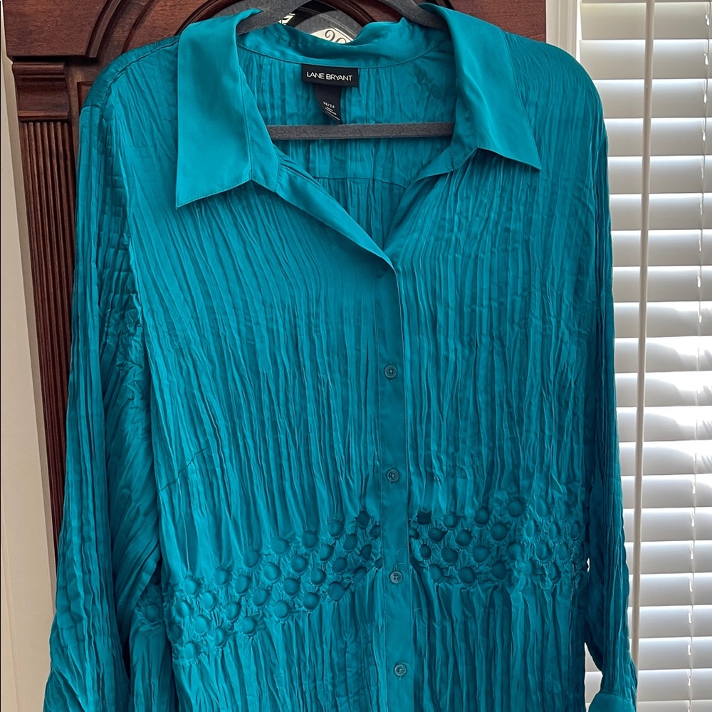 Lane Bryant Teal Button Down Shirt